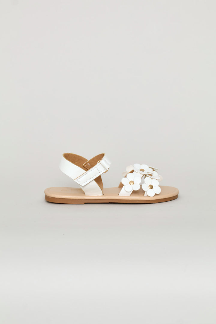 Pre-Girls Flower Sandal - White