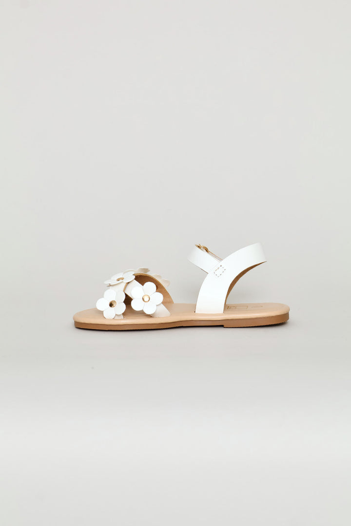 Pre-Girls Flower Sandal - White