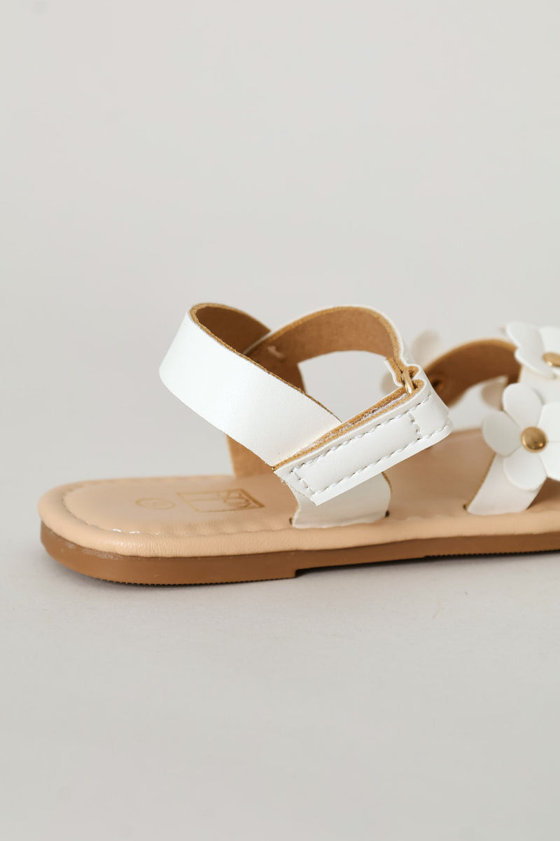 Pre-Girls Flower Sandal - White
