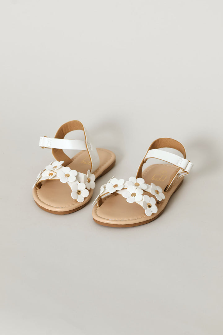 Pre-Girls Flower Sandal - White