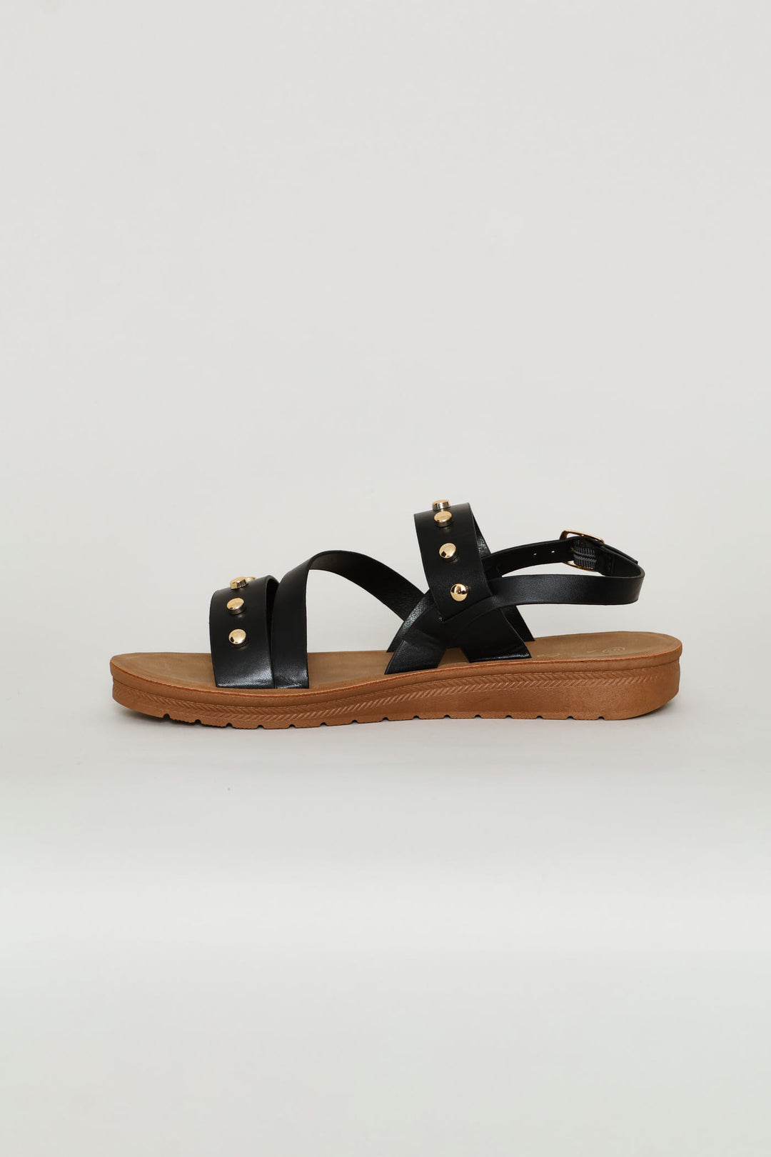 Studded Strappy Slingback Sandal - Black