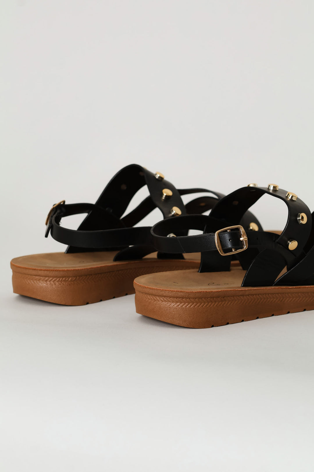Studded Strappy Slingback Sandal - Black
