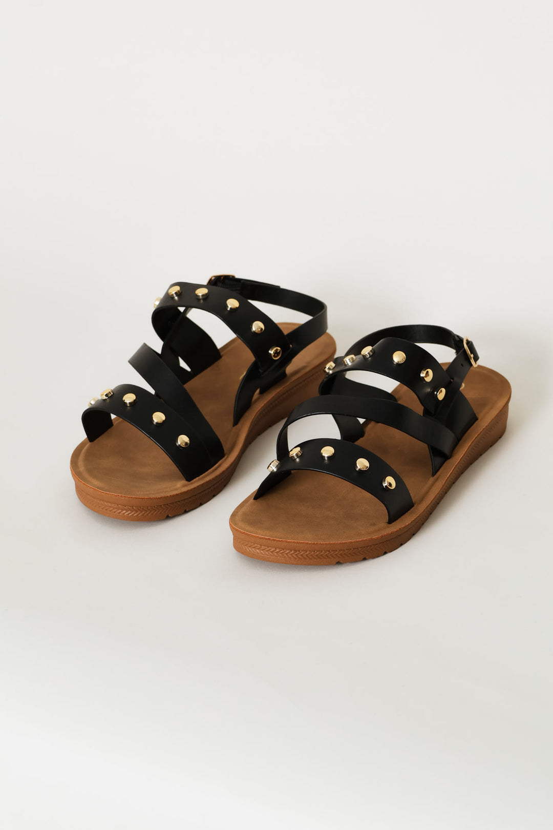 Studded Strappy Slingback Sandal - Black
