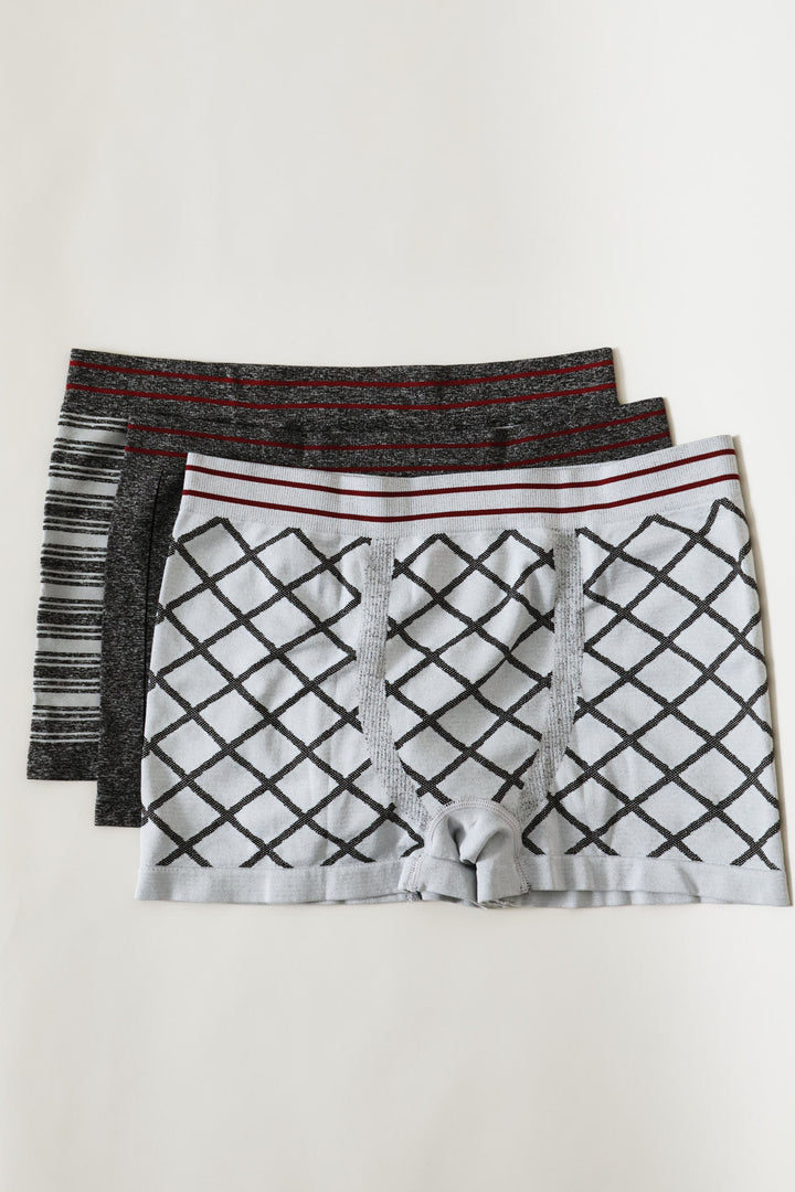 3 Pack Seamless Boxers - Grey/Black