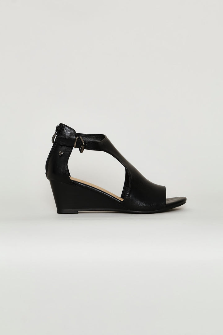 Cut Out Wedge Heel - Black
