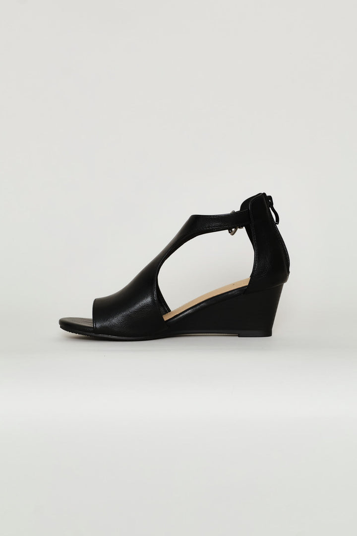Cut Out Wedge Heel - Black