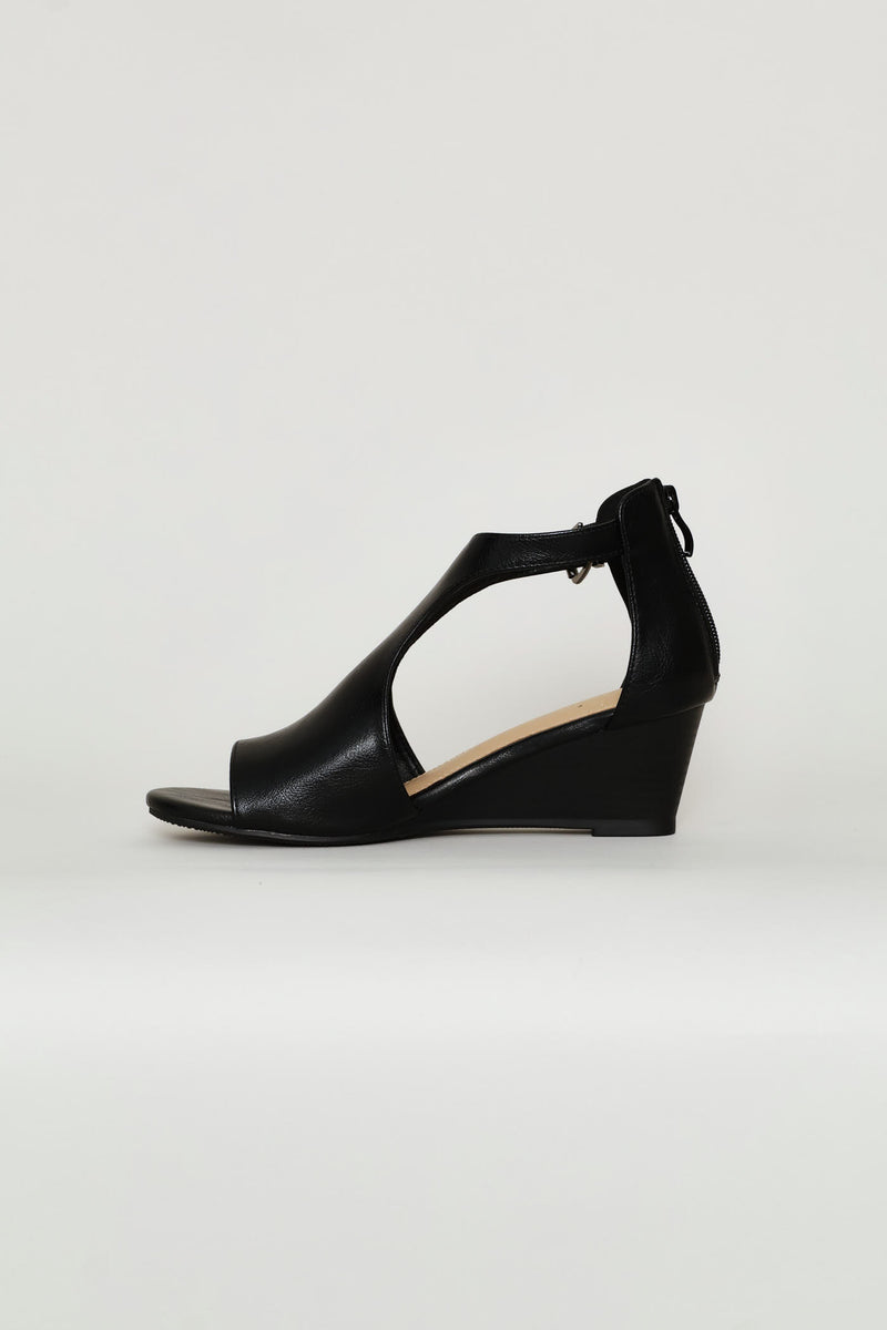 Cut Out Wedge Heel - Black