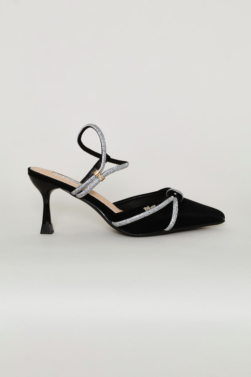 Diamond Strap Heel - Black
