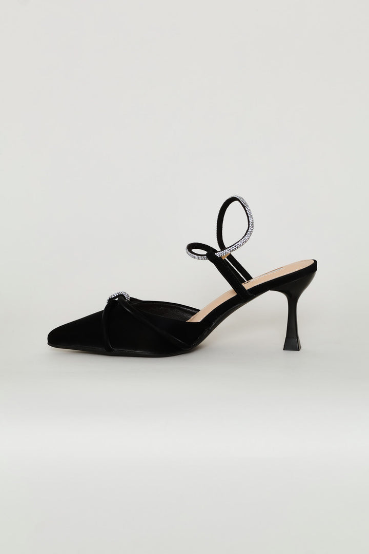 Diamond Strap Heel - Black