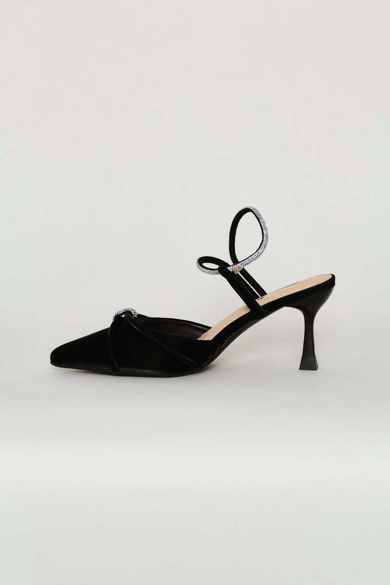 Diamond Strap Heel - Black