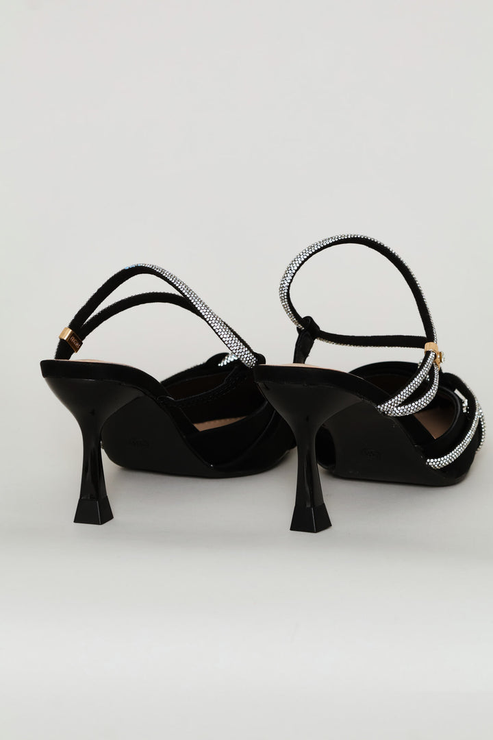 Diamond Strap Heel - Black