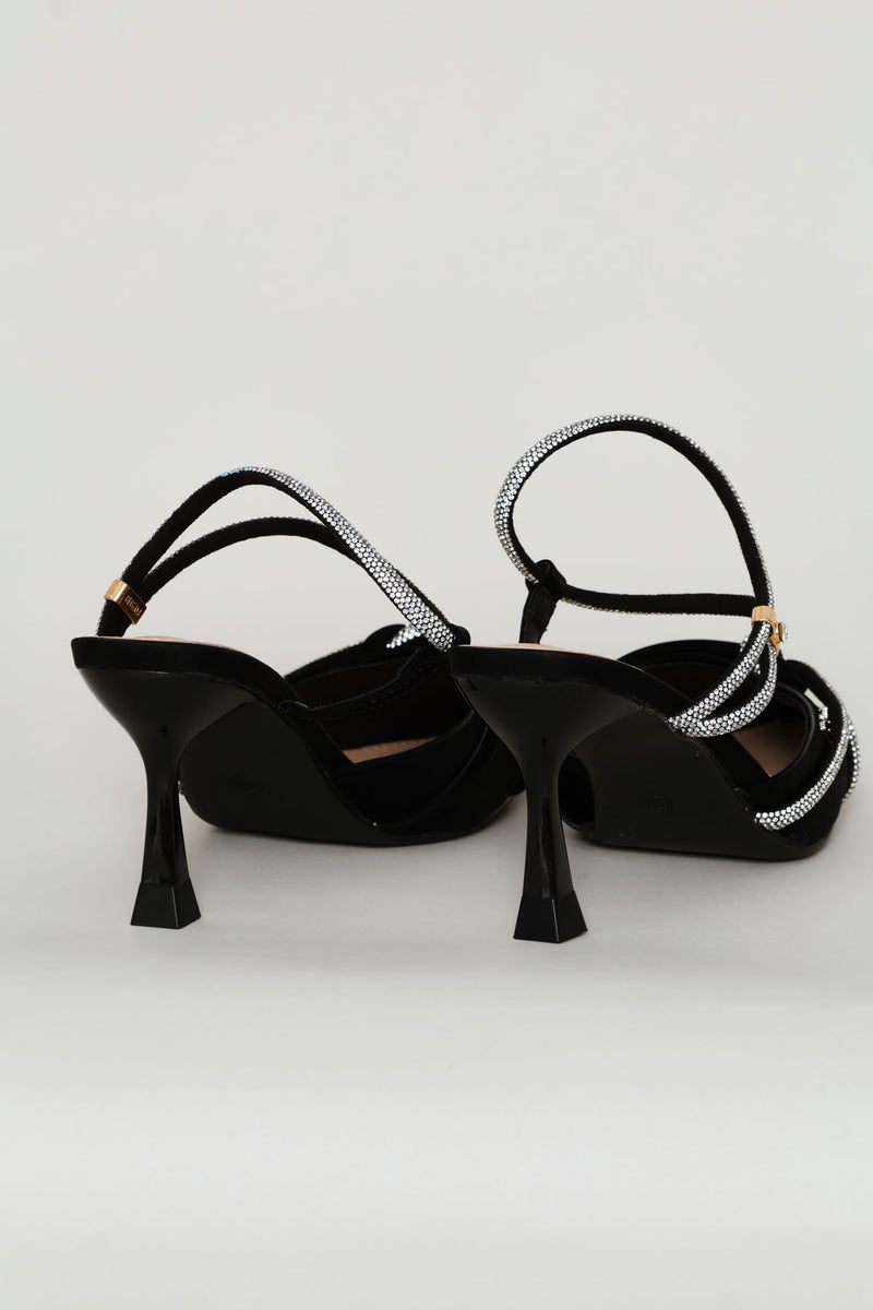 Diamond Strap Heel - Black