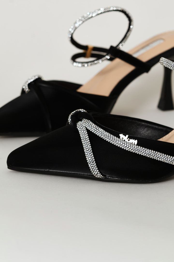 Diamond Strap Heel - Black