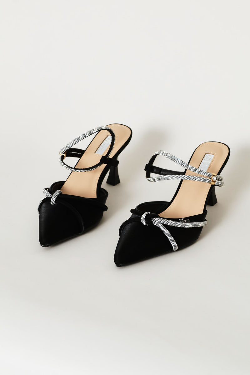 Diamond Strap Heel - Black