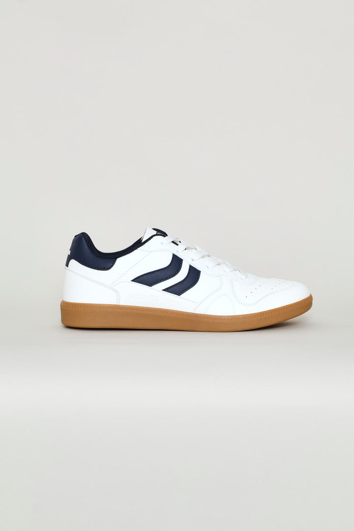 Lace Up Gum Sole Court Sneaker - White