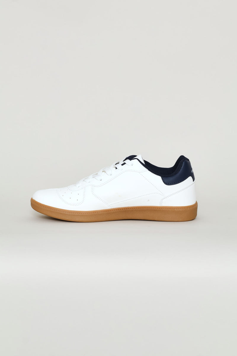 Lace Up Gum Sole Court Sneaker - White