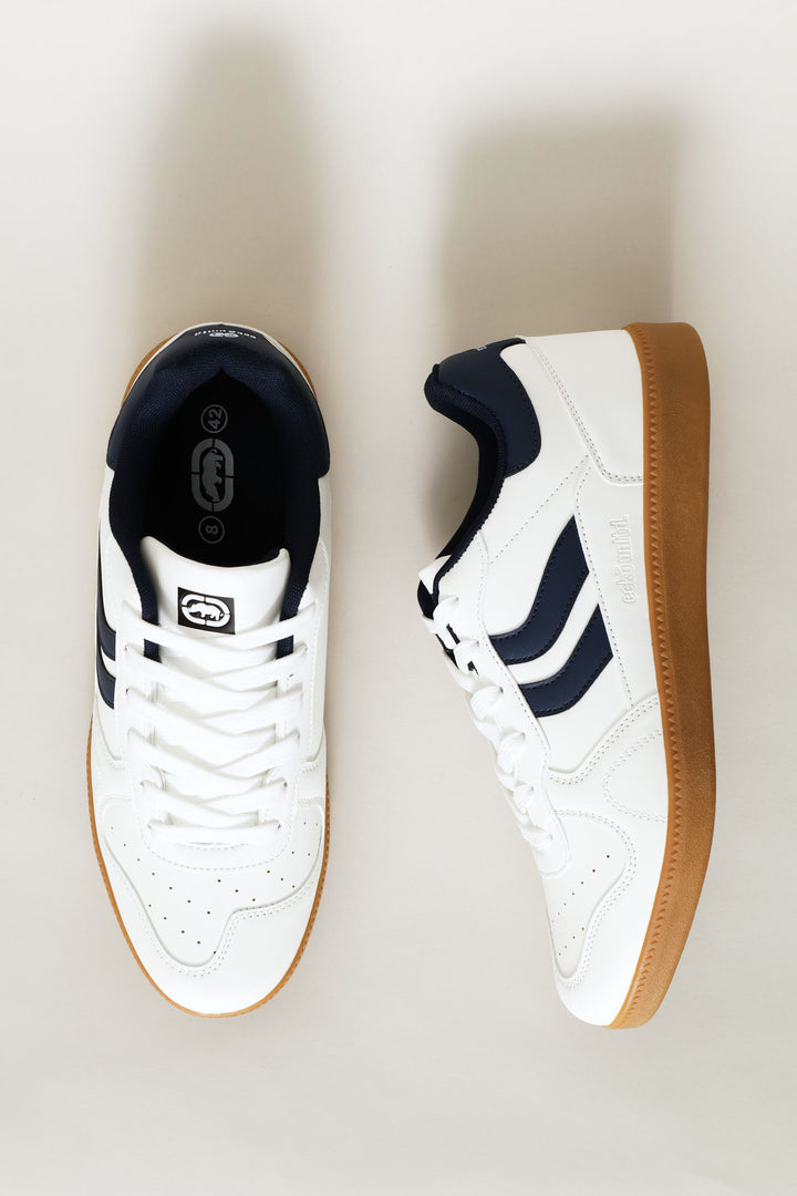 Lace Up Gum Sole Court Sneaker - White
