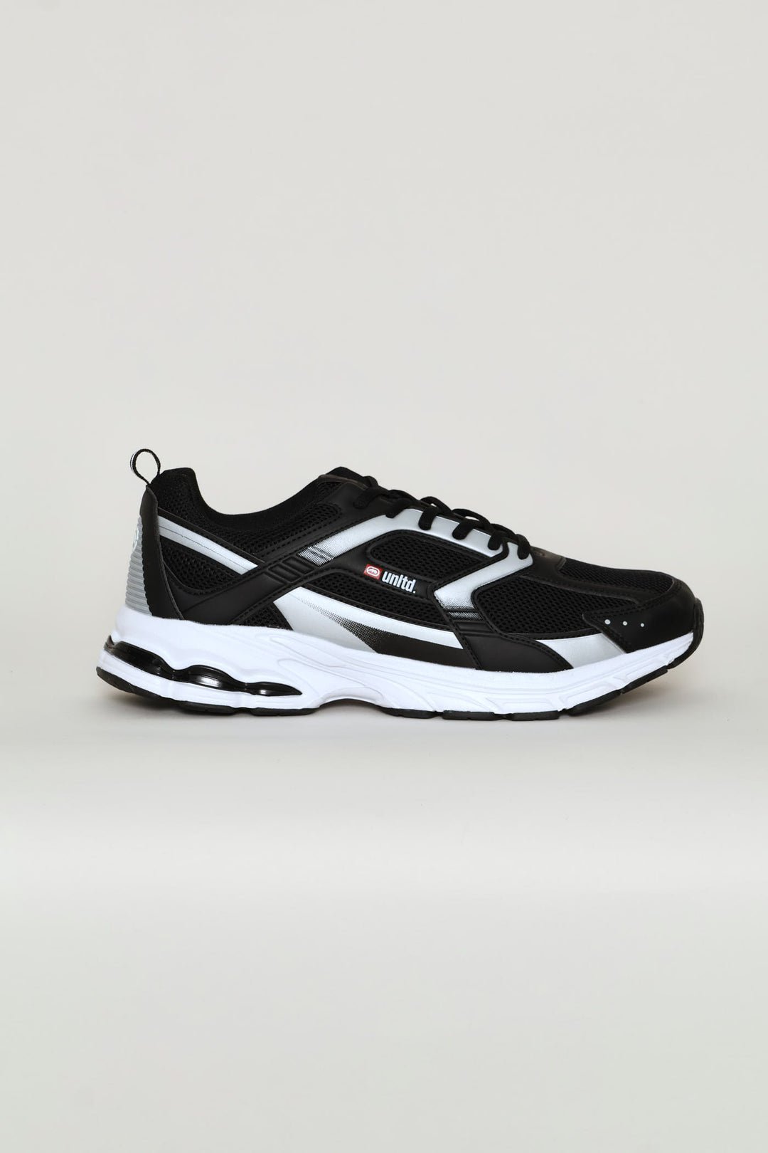 Panelled Lace Up Trainer - Black