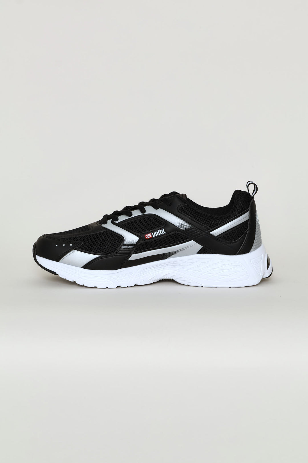 Panelled Lace Up Trainer - Black