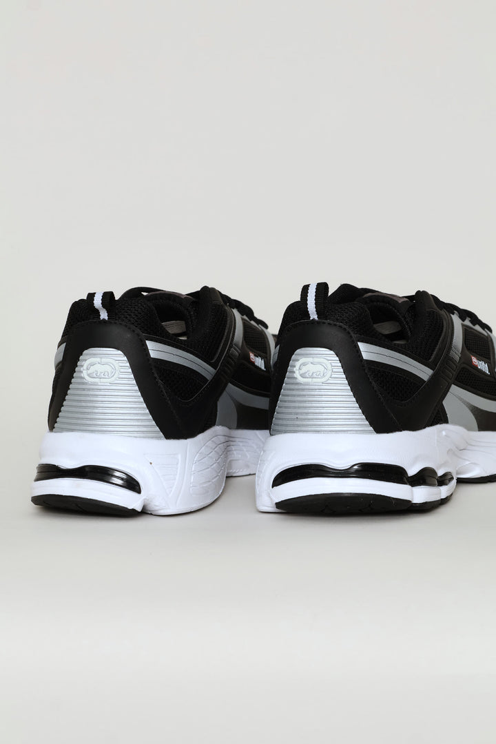Panelled Lace Up Trainer - Black