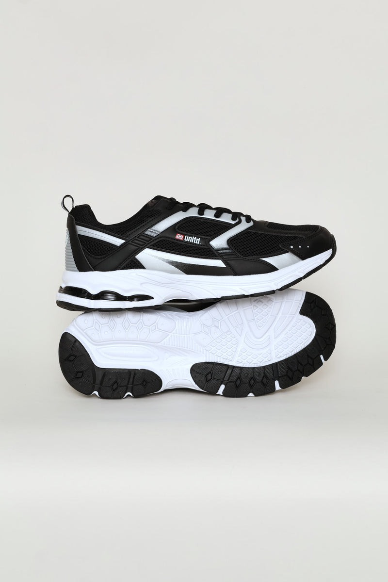Panelled Lace Up Trainer - Black