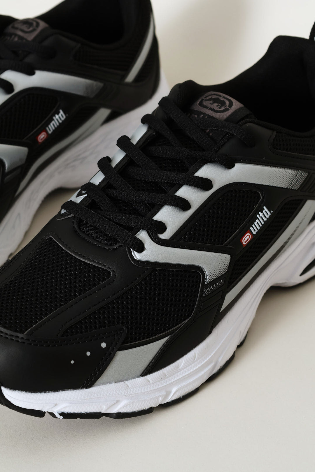 Panelled Lace Up Trainer - Black