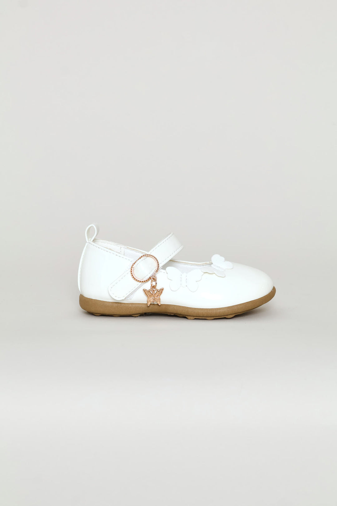 Pre-Girls Butterfly Charm Comfort Pump - White