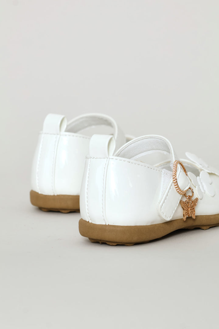 Pre-Girls Butterfly Charm Comfort Pump - White