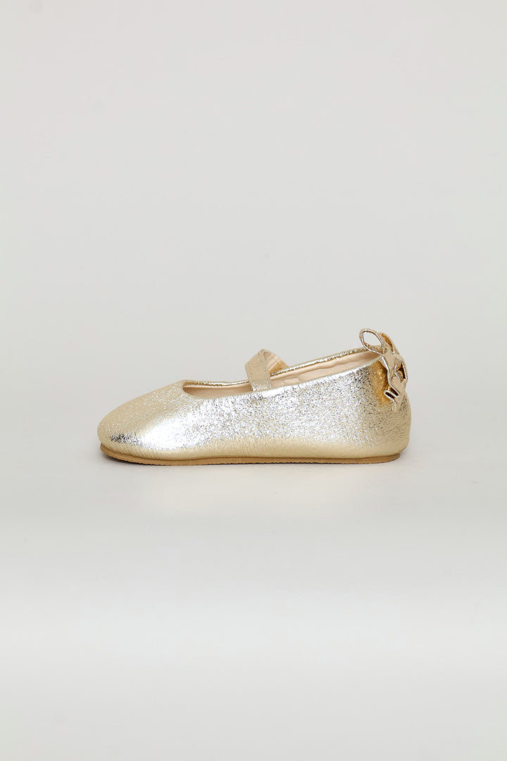 Baby Girls Shimmer Bow Occasion Pump - Gold