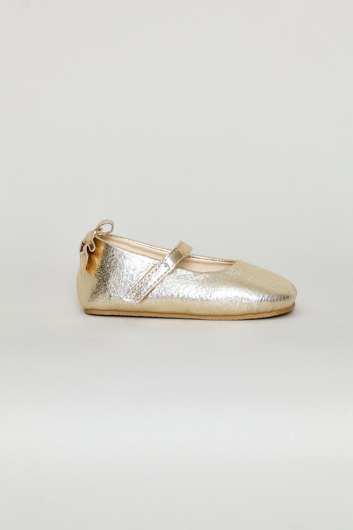 Baby Girls Shimmer Bow Occasion Pump - Gold