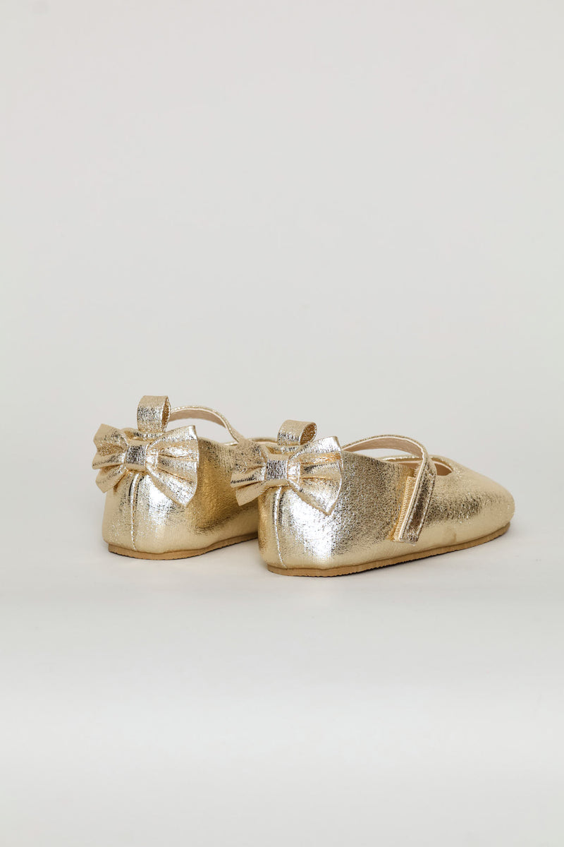 Baby Girls Shimmer Bow Occasion Pump - Gold