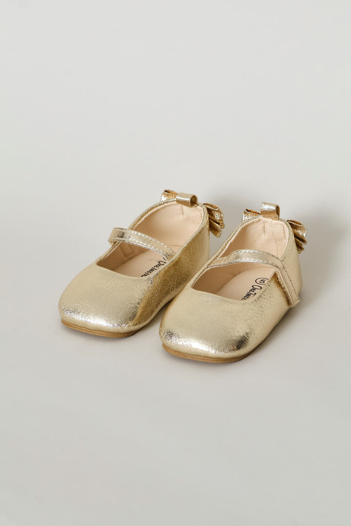 Baby Girls Shimmer Bow Occasion Pump - Gold