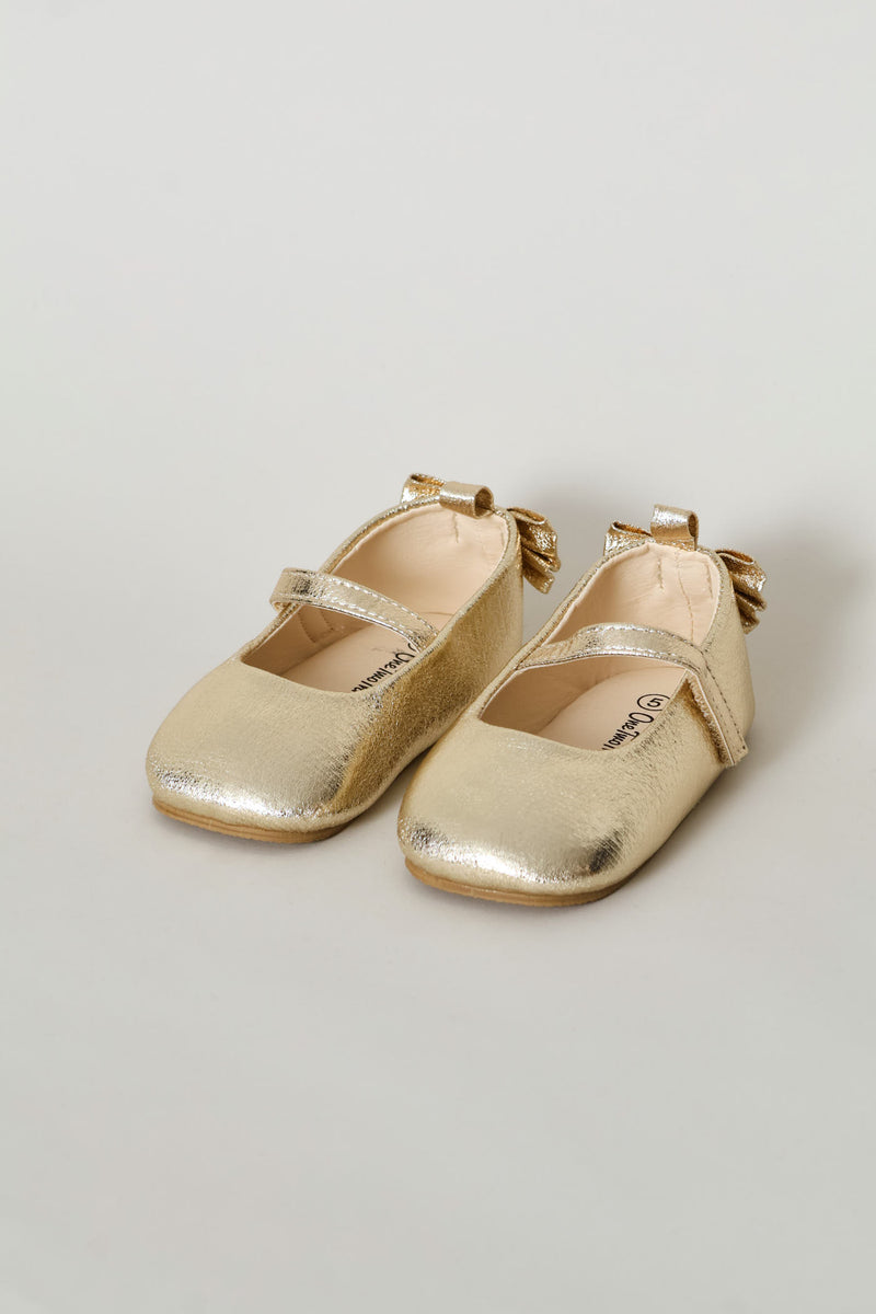 Baby Girls Shimmer Bow Occasion Pump - Gold