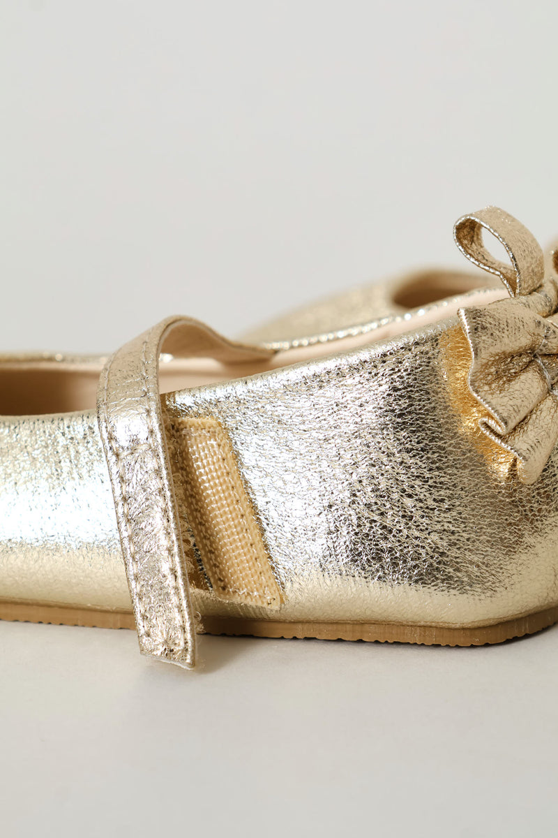 Baby Girls Shimmer Bow Occasion Pump - Gold
