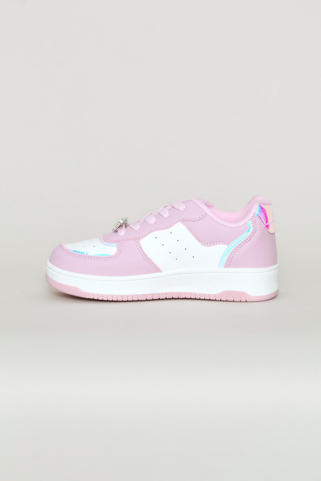 Girls Heart Trim Court Sneaker - Pink