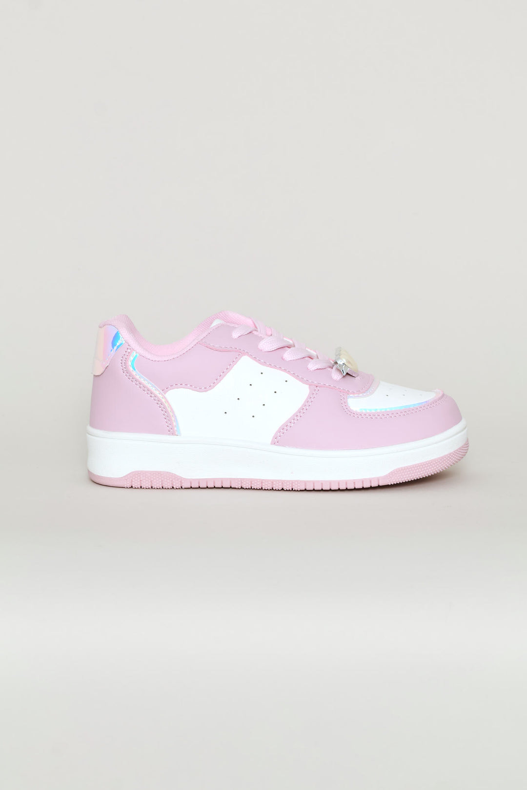 Girls Heart Trim Court Sneaker - Pink