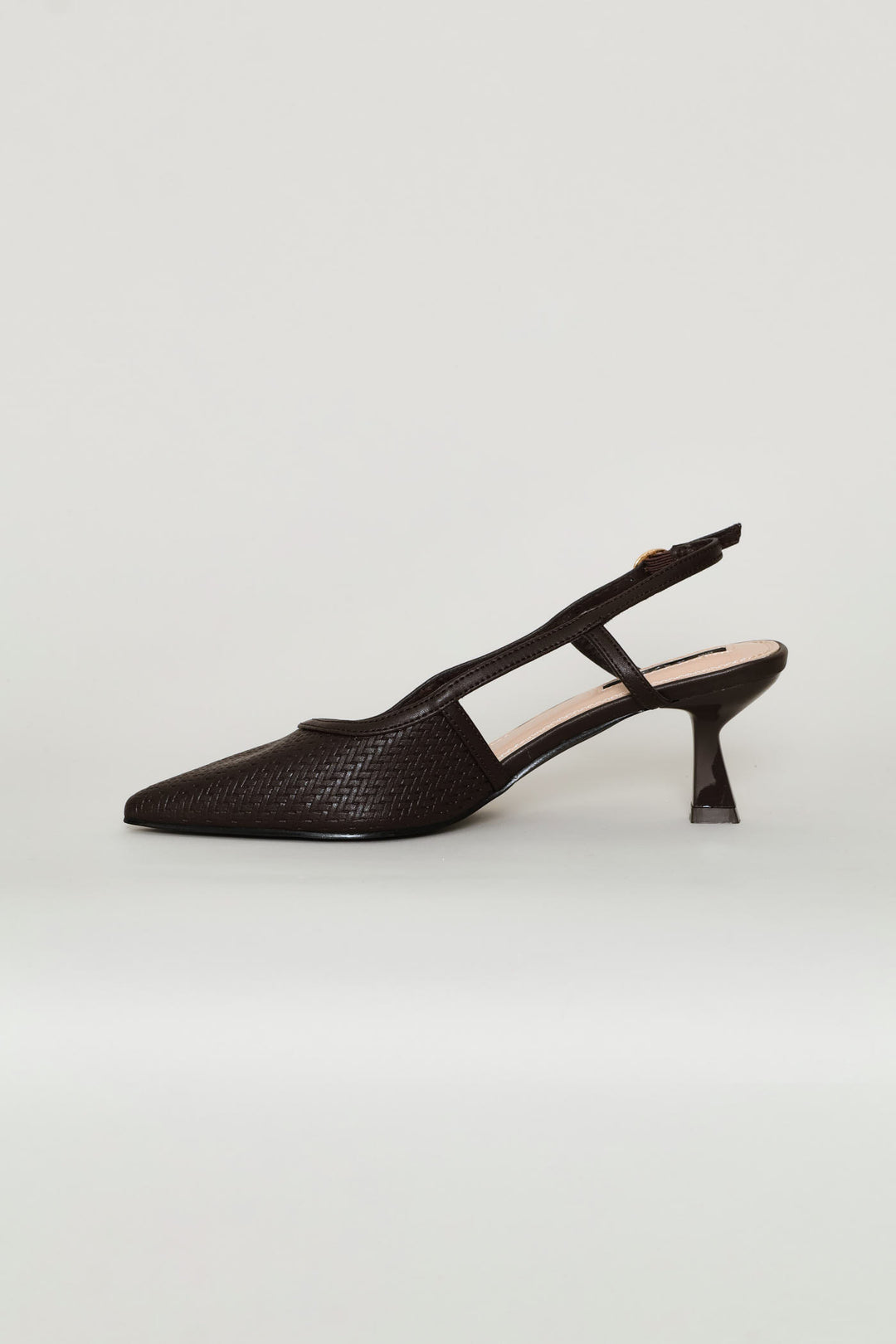Weave Pointy Slingback Heel - Chocolate