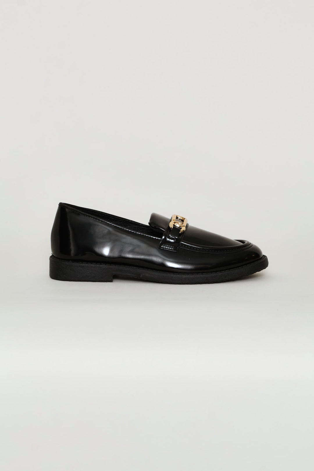 Girls Trim Detail Penny Moccasin - Black/Gold