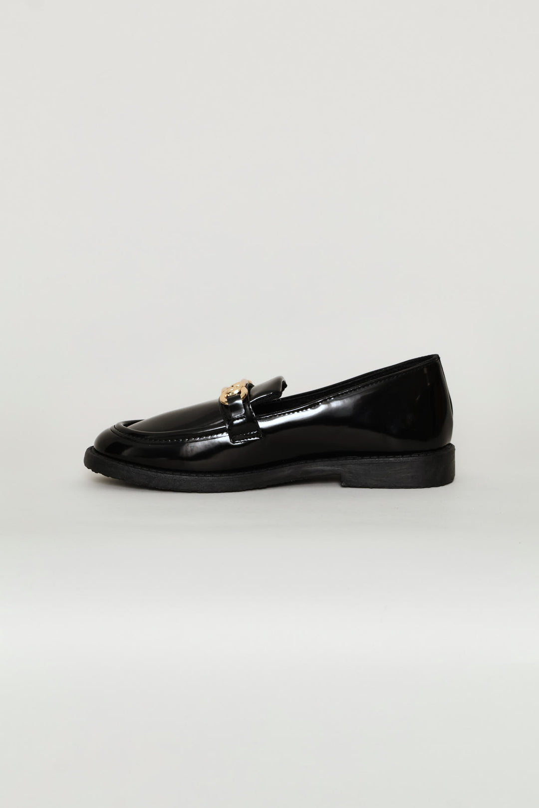 Girls Trim Detail Penny Moccasin - Black/Gold