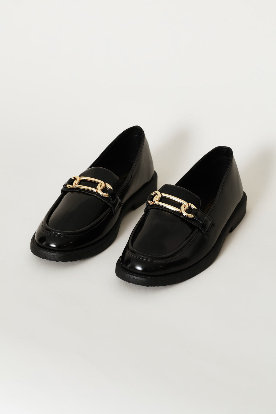 Girls Trim Detail Penny Moccasin - Black/Gold