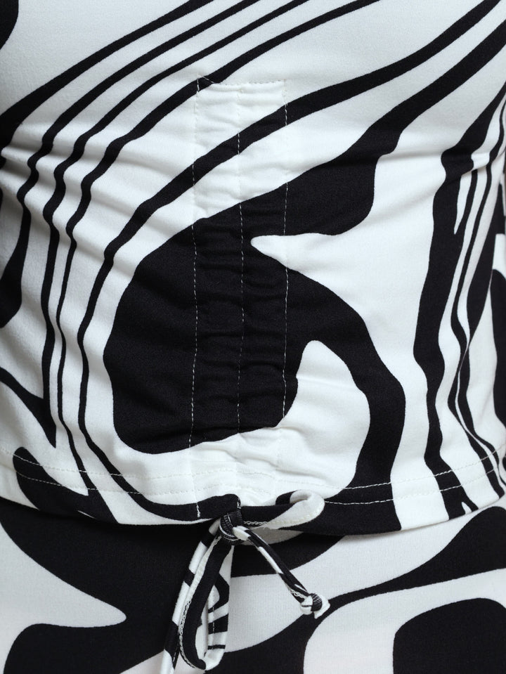 Girls Swirl Fashion Top - Black/White