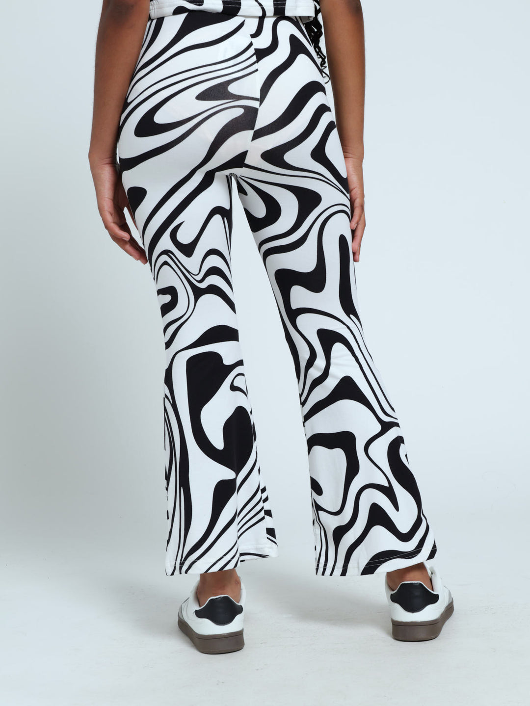 Girls Swirl Flared Pants - Black/White