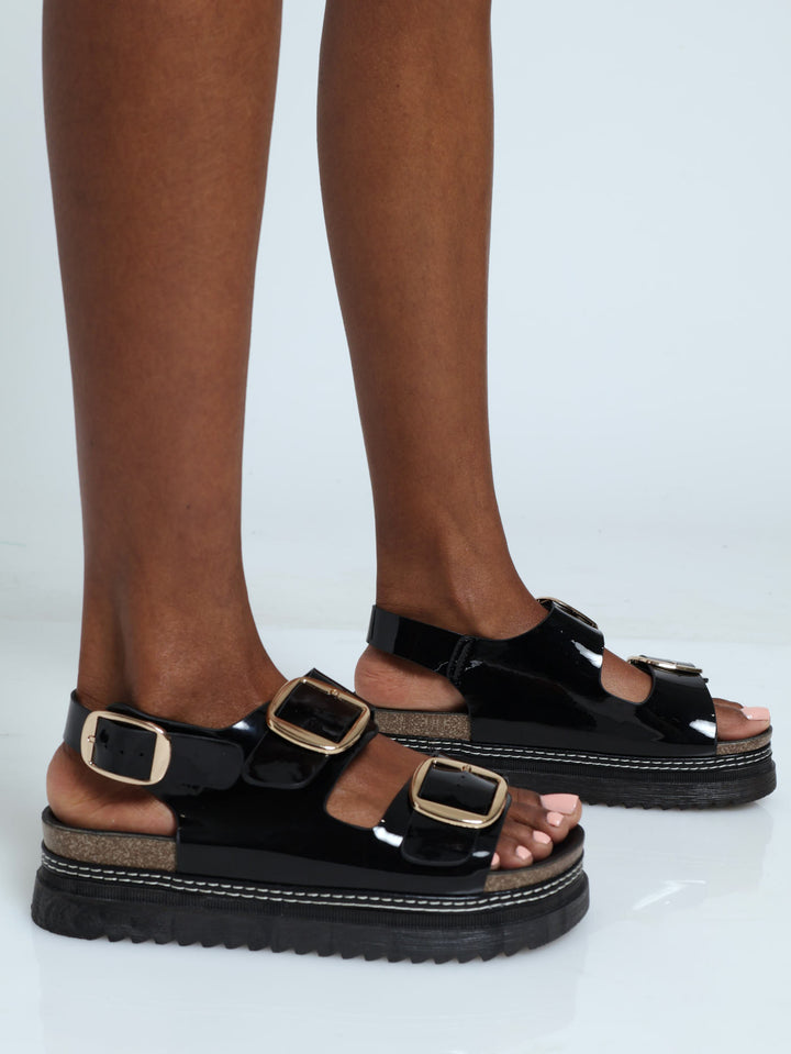 Jaden Backstrap Platform Sandal - Black