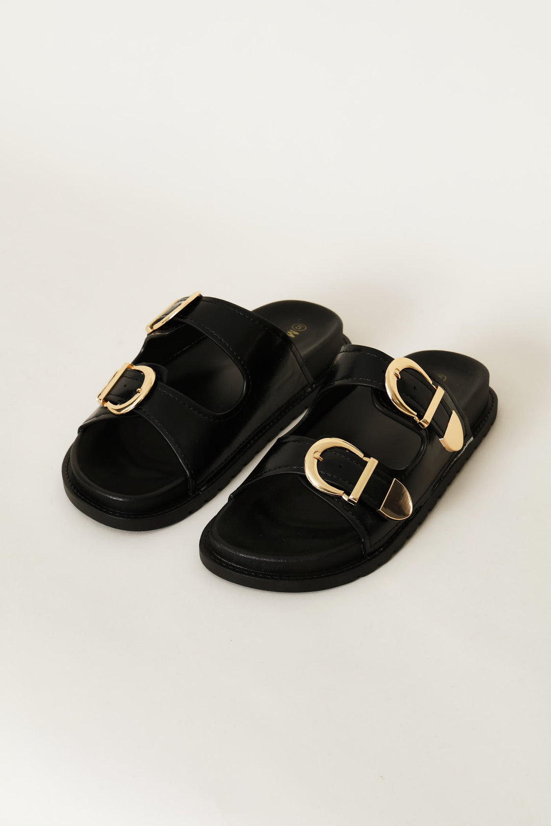 Double Strap Buckled Sandal - Black