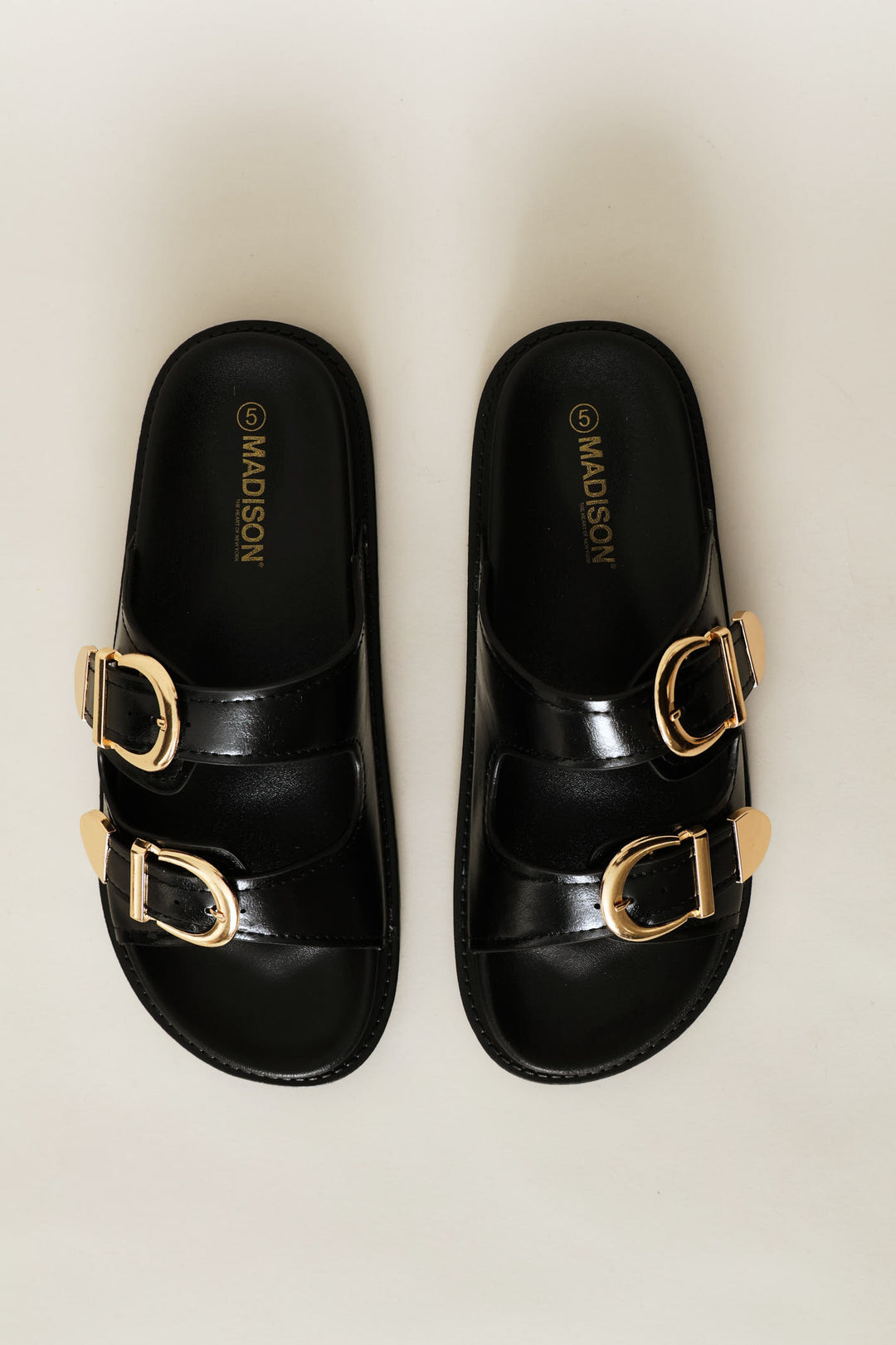 Double Strap Buckled Sandal - Black