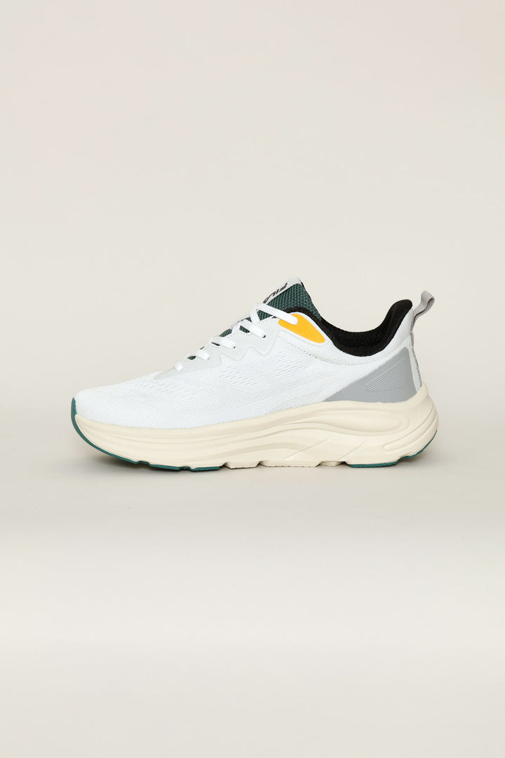 Aurelio Lace Up Mesh Trainer - Stone/Green