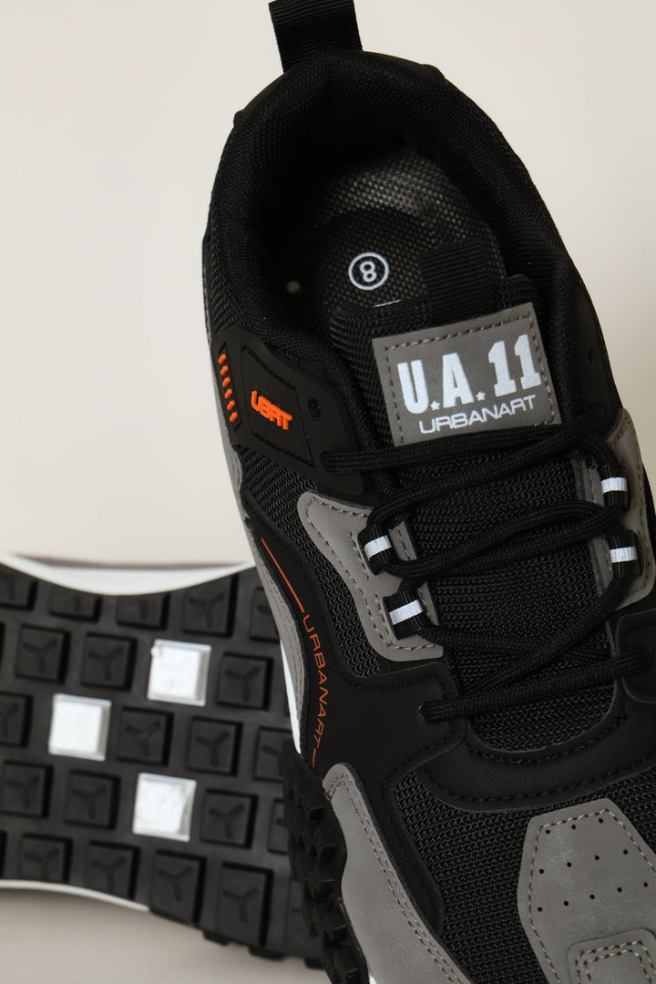 Redo 5 Panelled Retro Trainer - Grey
