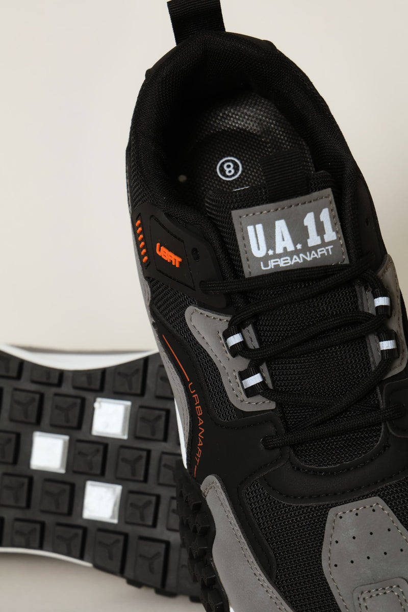 Redo 5 Panelled Retro Trainer - Grey