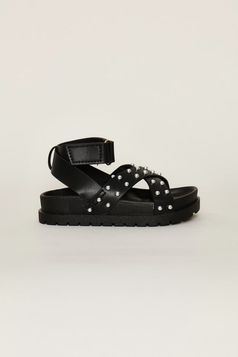 Pre-Girls Stud Chunky Sandal - Black