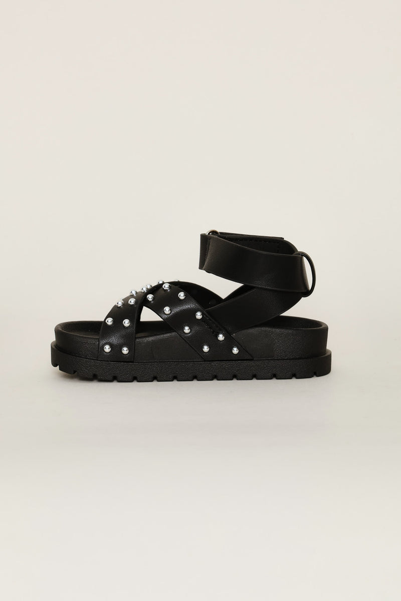 Pre-Girls Stud Chunky Sandal - Black